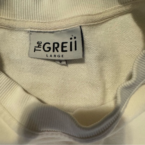 The GREii Large cream crewneck sweatshirt with black and white braid embroidery - Picture 3 of 3